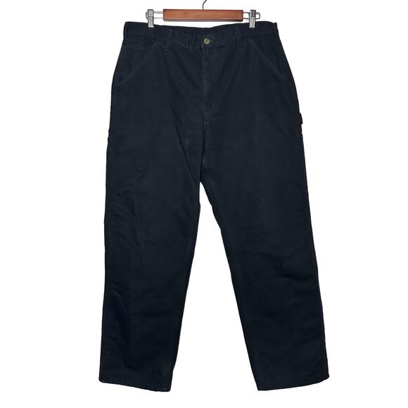 Carhartt | Men | Black Heavyweight Lined Cotton Canvas Carpenter Jeans | 36x30 - Picture 2 of 12